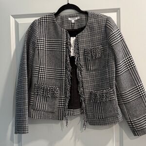 NWT Chicos Tweed Fringe Jacket sz o equates to sz 2 us